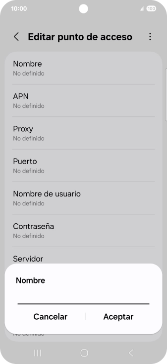 Introduce Vodafone Internet y pulsa Aceptar.