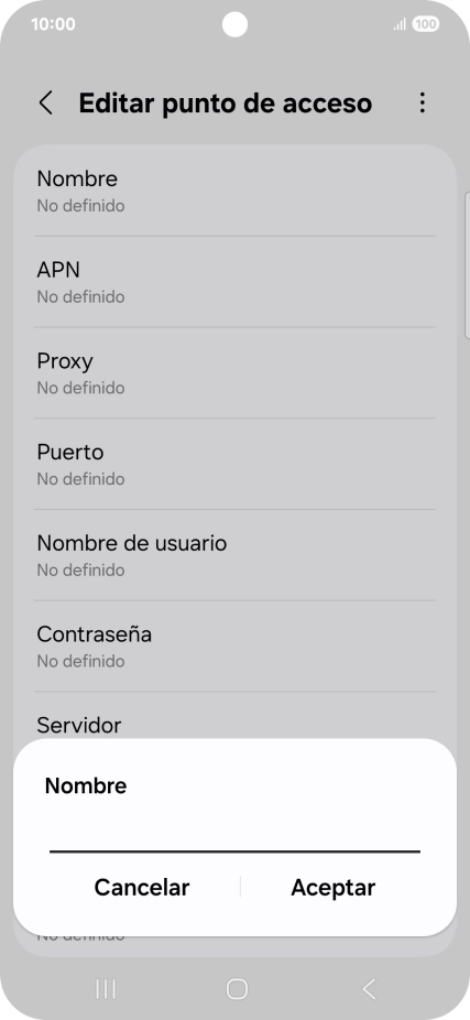 Introduce Vodafone Internet y pulsa Aceptar.