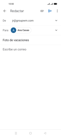 Pulsa en el campo de escritura  y escribe el texto del correo electrónico.