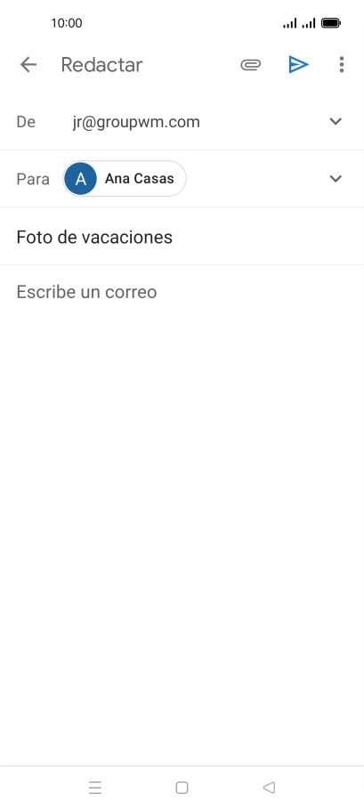 Pulsa en el campo de escritura  y escribe el texto del correo electrónico.