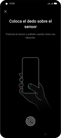 Sigue las indicaciones de la pantalla para crear una huella digital como código de seguridad.