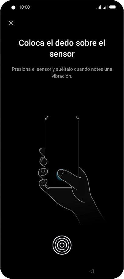 Sigue las indicaciones de la pantalla para crear una huella digital como código de seguridad.