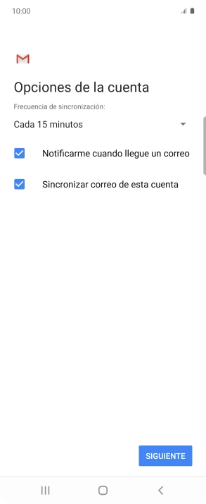 Si aparece en la pantalla esta imagen, tu cuenta de correo electrónico ha sido reconocida y configurada automáticamente. Sigue las indicaciones de la pantalla para introducir más información y terminar la configuración.