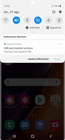 Pulsa Toca para otras opciones USB..