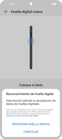 Pulsa REGISTRAR HUELLA DIGITAL.