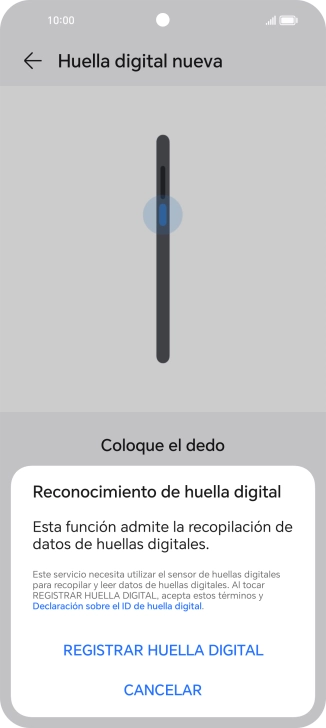 Pulsa REGISTRAR HUELLA DIGITAL.