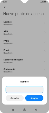 Introduce Vodafone Internet y pulsa Aceptar.