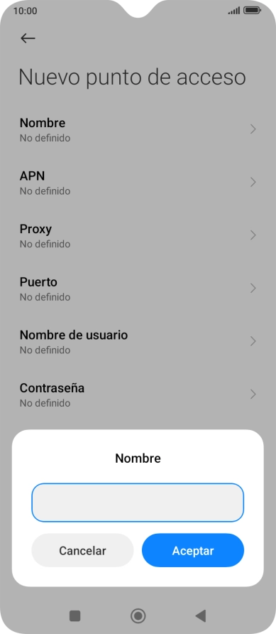 Introduce Vodafone Internet y pulsa Aceptar.