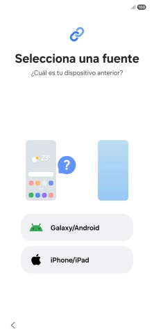 Pulsa el ajuste deseado y sigue las instrucciones de la pantalla para transferir el contenido del otro teléfono.