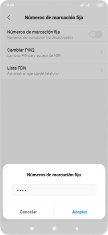 Introduce el código PIN2 y pulsa Aceptar.