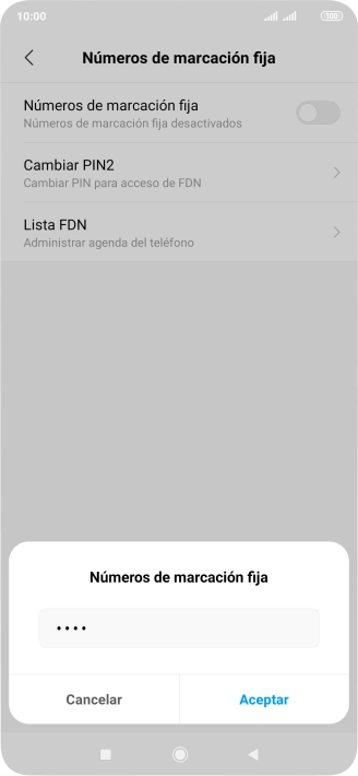 Introduce el código PIN2 y pulsa Aceptar.