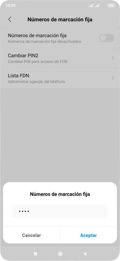 Introduce el código PIN2 y pulsa Aceptar.