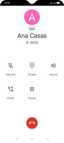 Pulsa el icono de finalizar llamada.