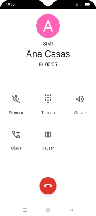 Pulsa el icono de finalizar llamada.