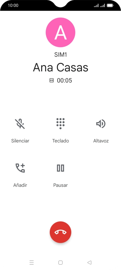 Pulsa el icono de finalizar llamada.