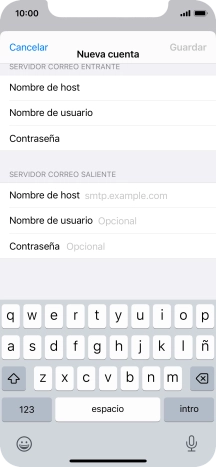 Pulsa Nombre de host e introduce smtp.vodafone.es.