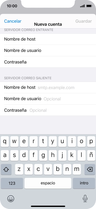 Pulsa Nombre de host e introduce smtp.vodafone.es.