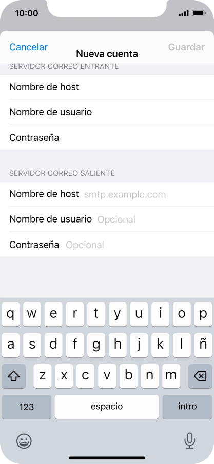 Pulsa Nombre de host e introduce smtp.vodafone.es.