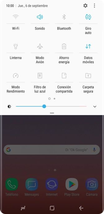 Pulsa el icono de datos móviles para activar o desactivar la función.