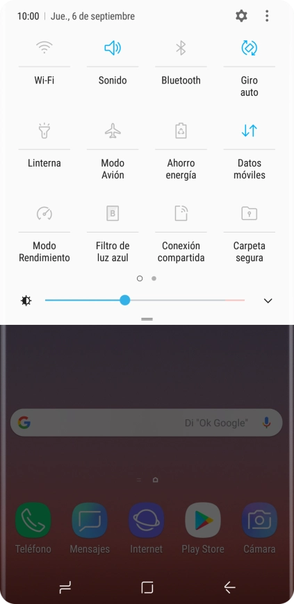 Pulsa el icono de datos móviles para activar o desactivar la función.