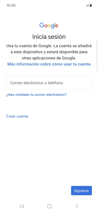 Si no tienes una cuenta de Google, pulsa Crear cuenta y sigue las indicaciones de la pantalla para ver cómo crear una cuenta nueva.