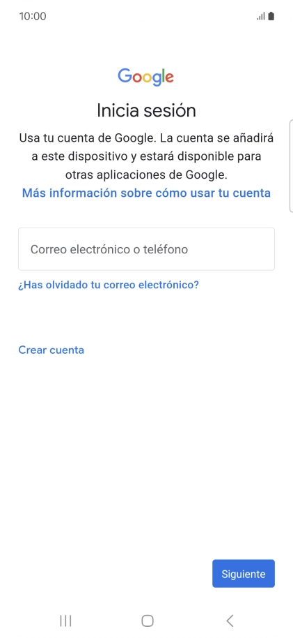 Si no tienes una cuenta de Google, pulsa Crear cuenta y sigue las indicaciones de la pantalla para ver cómo crear una cuenta nueva.