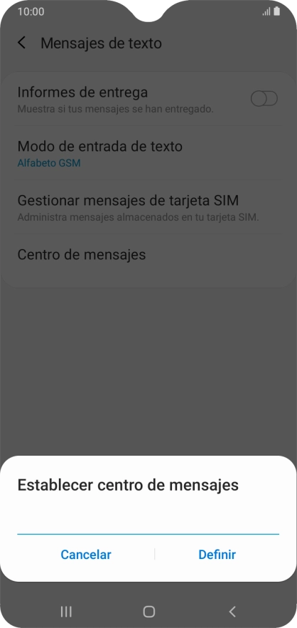 Introduce +34607003110 y pulsa Definir.