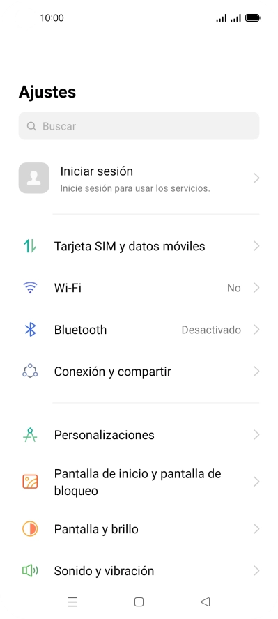 Pulsa Tarjeta SIM y datos móviles.