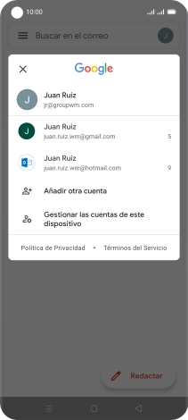 Pulsa la cuenta de correo electrónico deseada.
