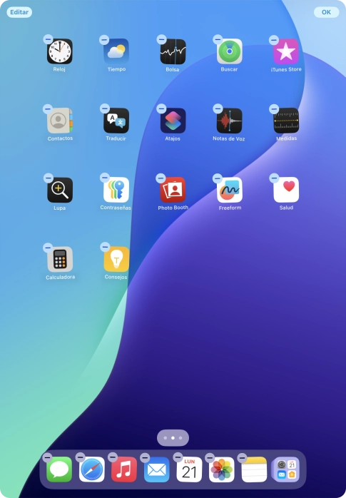 Pulsa el icono de página de pantalla de inicio.
