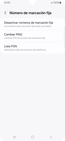 Pulsa Desactivar números de marcación fija.