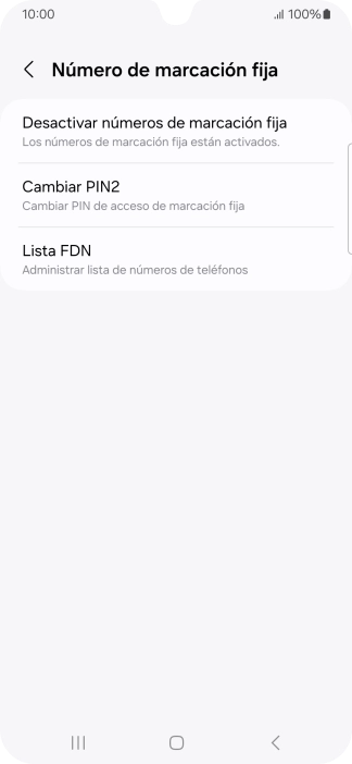Pulsa Desactivar números de marcación fija.