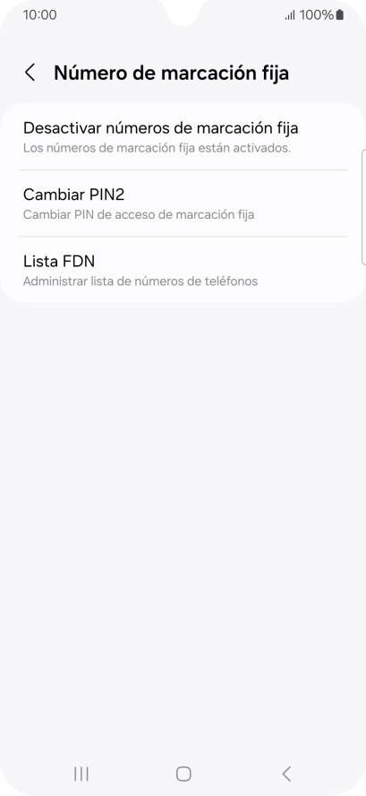Pulsa Desactivar números de marcación fija.