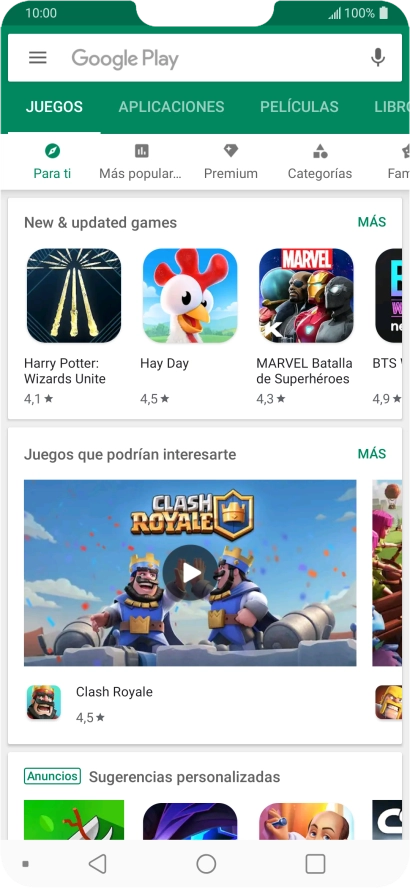 Desliza el dedo hacia la derecha desde la parte izquierda de la pantalla.