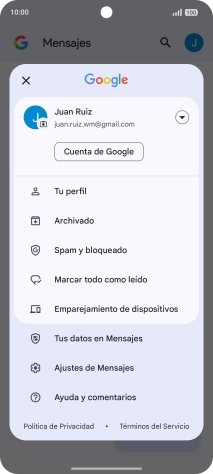 Pulsa Ajustes de Mensajes.