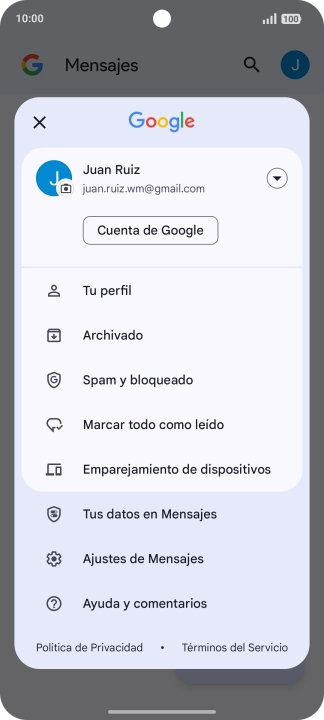 Pulsa Ajustes de Mensajes.