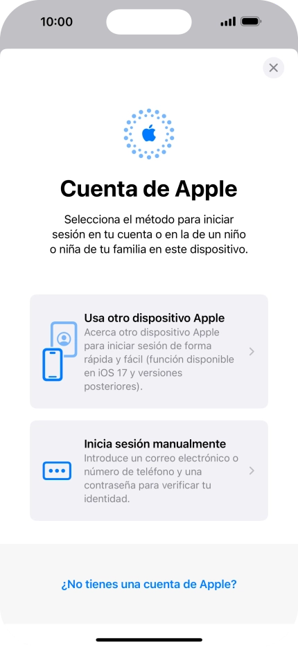 Pulsa Inicia sesión manualmente.
