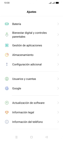 Pulsa Actualización de software. Si hay una versión de software nueva disponible, aparecerá ahora en la pantalla. Sigue las indicaciones de la pantalla para actualizar el software del teléfono.