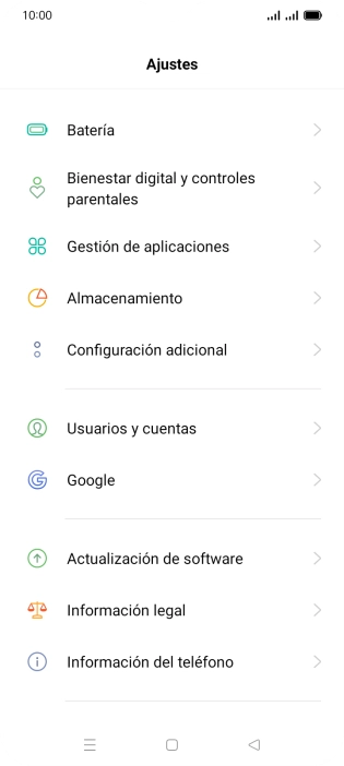 Pulsa Actualización de software. Si hay una versión de software nueva disponible, aparecerá ahora en la pantalla. Sigue las indicaciones de la pantalla para actualizar el software del teléfono.