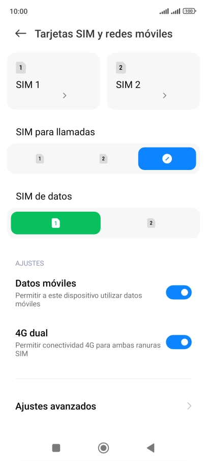 Pulsa la tarjeta SIM deseada.