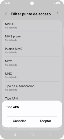 Introduce default y pulsa Aceptar.