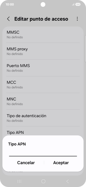 Introduce default y pulsa Aceptar.