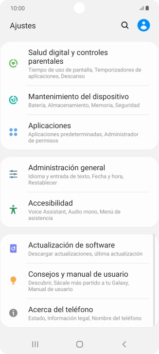 Pulsa Administración general.