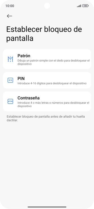 Pulsa el código de seguridad deseado.