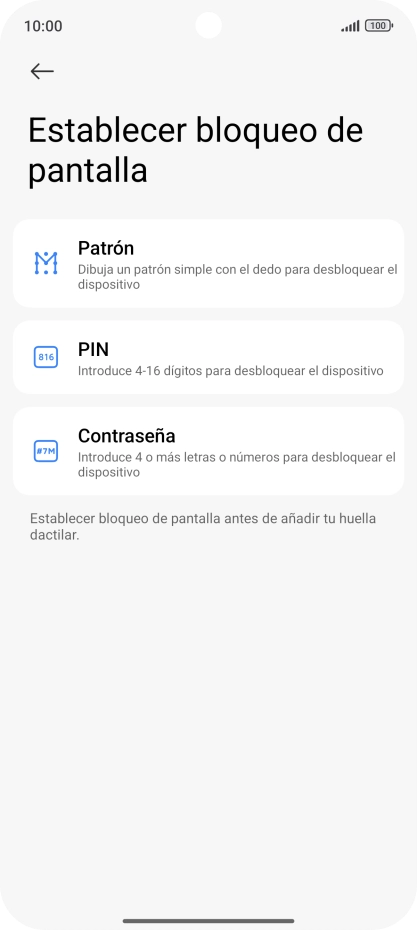 Pulsa el código de seguridad deseado.