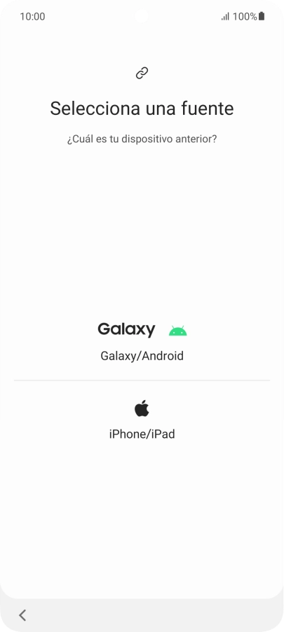Pulsa el ajuste deseado y sigue las instrucciones de la pantalla para transferir el contenido del otro teléfono.