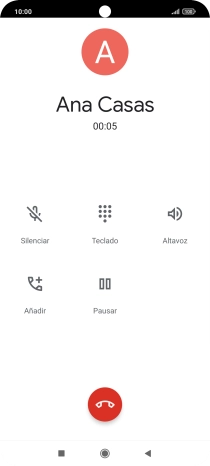 Pulsa el icono de finalizar llamada. Pulsa el icono de finalizar llamada.