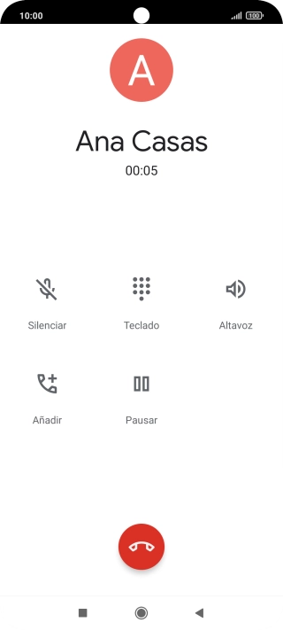 Pulsa el icono de finalizar llamada. Pulsa el icono de finalizar llamada.