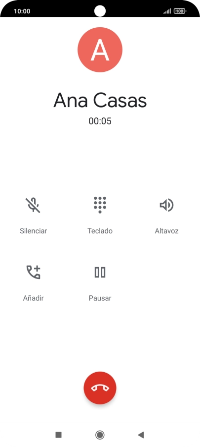 Pulsa el icono de finalizar llamada. Pulsa el icono de finalizar llamada.