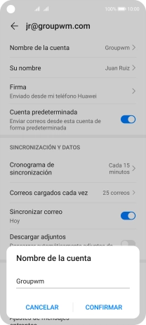 Introduce el nombre de la cuenta y pulsa CONFIRMAR.